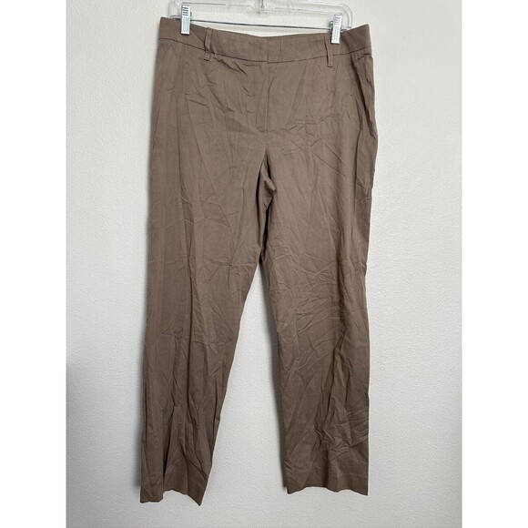 Brunello Cucinelli Controllo V Brown Straight Leg Dress Pants Cotton Women's 8 - Picture 1 of 9